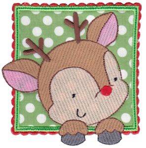 Picture of Box Christmas Reindeer Applique Machine Embroidery Design