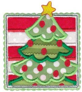 Picture of Box Christmas Tree Applique Machine Embroidery Design