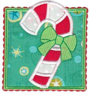 Picture of Box Christmas Candy Cane Applique Machine Embroidery Design