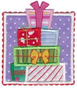 Picture of Box Christmas Presents Applique Machine Embroidery Design