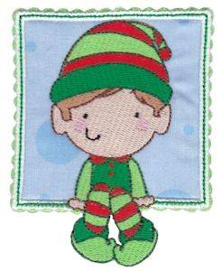 Picture of Box Christmas Elf Applique Machine Embroidery Design