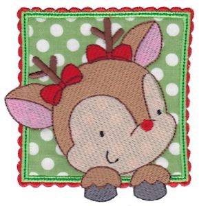 Picture of Box Christmas Reindeer Applique Machine Embroidery Design