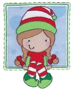 Picture of Box Christmas Girl Elf Applique Machine Embroidery Design