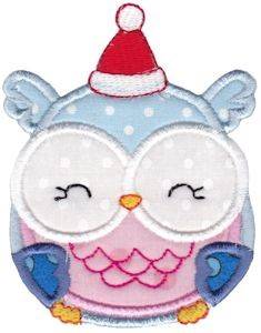 Picture of Christmas Owl Applique Machine Embroidery Design