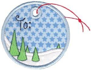 Picture of Christmas Tag Applique Machine Embroidery Design