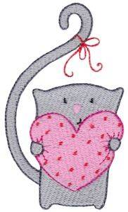 Picture of Valentine Kitten Machine Embroidery Design