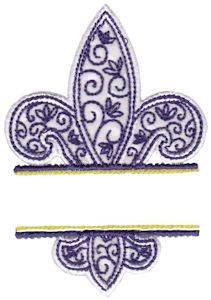 Picture of Applique Fleur De Lis Name Drop Machine Embroidery Design