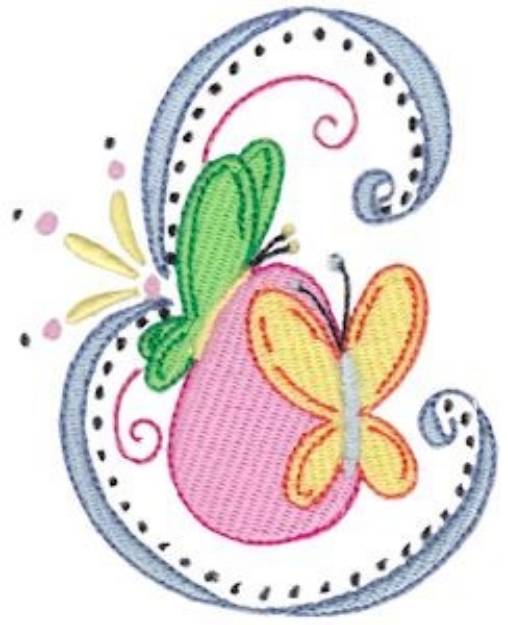 Picture of Swirly Easter Butterfly Machine Embroidery Design