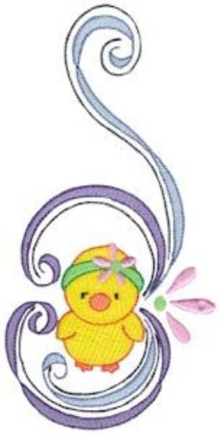 Picture of Swirly Easter Duck Border Machine Embroidery Design