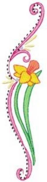 Picture of Swirly Easter Daffodil Border Machine Embroidery Design
