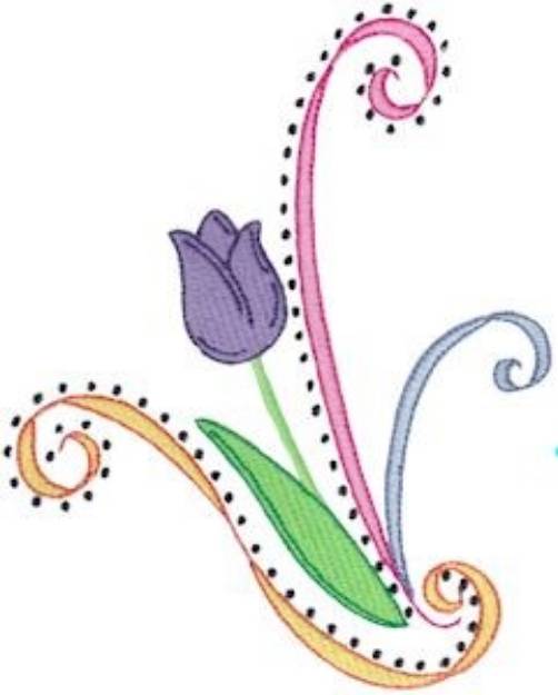 Picture of Swirly Easter Tulip Machine Embroidery Design