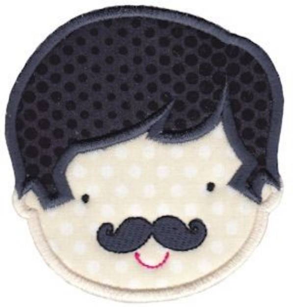 Picture of Mustached Man Applique Machine Embroidery Design