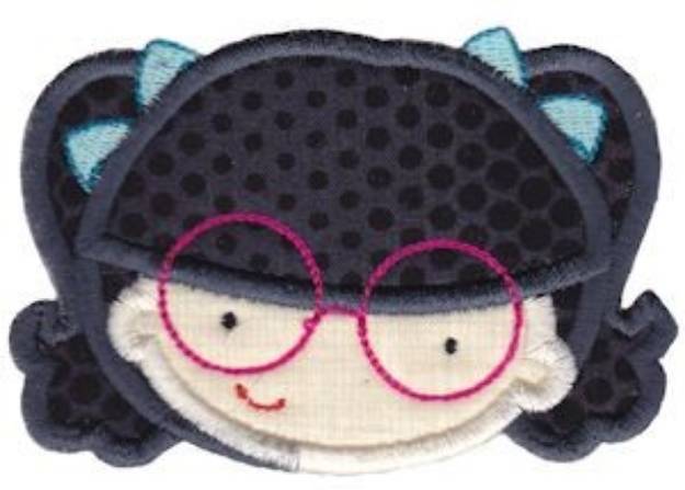 Picture of Black Haired Little Girl Machine Embroidery Design