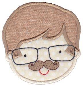 Picture of Man With Glasses Applique Machine Embroidery Design