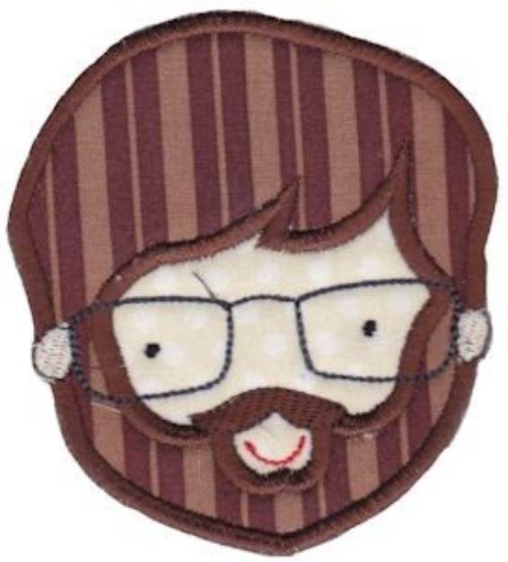 Picture of Bearded Man Applique Machine Embroidery Design