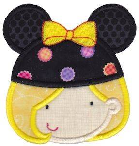 Picture of Blonde Girl & Mouse Ears Machine Embroidery Design