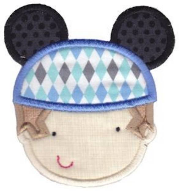 Picture of Little Boy & Mouse Ears Machine Embroidery Design