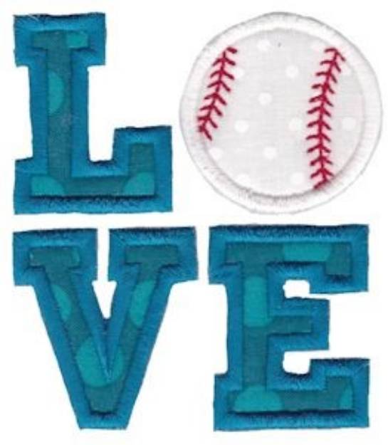 Picture of Baseball Love Applique Machine Embroidery Design