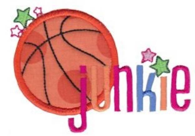 Picture of Basketball Junkie Applique Machine Embroidery Design
