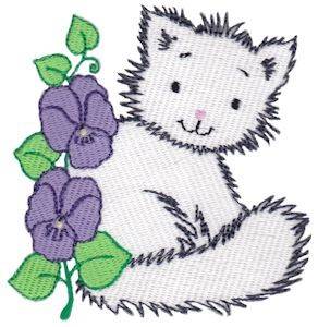 Picture of Morning Glory & Kitten Machine Embroidery Design