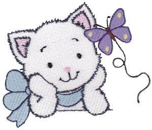 Picture of Kitten & Butterfly Machine Embroidery Design