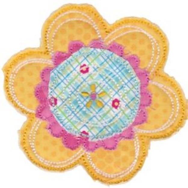 Picture of Ragged Flower Applique Machine Embroidery Design