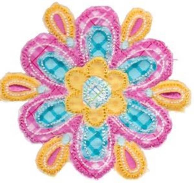 Picture of Raggedy Flower Applique Machine Embroidery Design