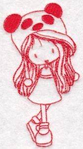 Picture of Redwork Wryn Girl Machine Embroidery Design