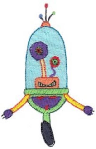 Picture of UFO Zotbot Robot Machine Embroidery Design
