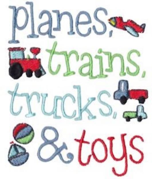 Picture of Planes, Trains & Trucks Machine Embroidery Design