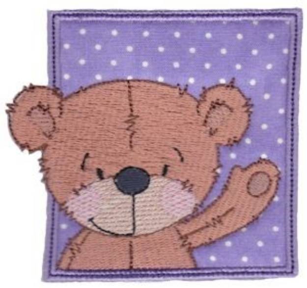 Picture of Waving Teddy Bear Machine Embroidery Design