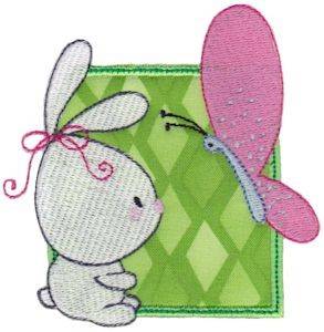 Picture of Bunny & Butterfly Machine Embroidery Design
