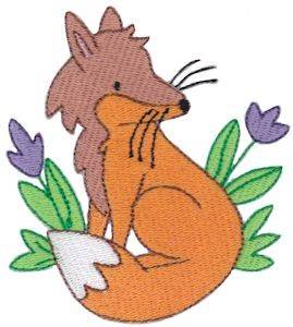 Picture of Fox In Flowers Machine Embroidery Design