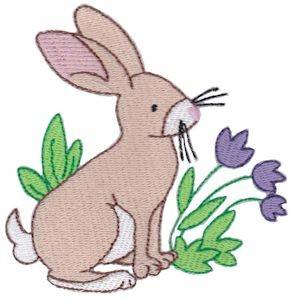 Picture of Rabbit In Flowers Machine Embroidery Design