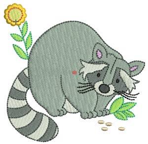 Picture of Raccoon & Flower Machine Embroidery Design
