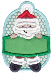 Picture of Christmas Tag Santa Applique Machine Embroidery Design