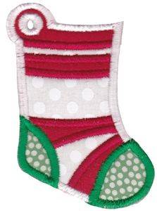 Picture of Christmas Tag Stocking Applique Machine Embroidery Design