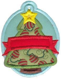 Picture of Christmas Tag Christmas Tree Applique Machine Embroidery Design