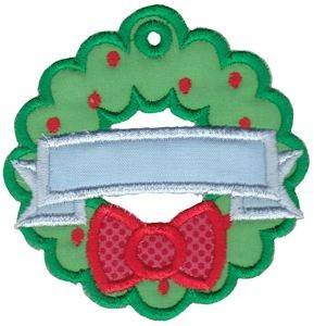 Picture of Christmas Tag Wreath Applique Machine Embroidery Design