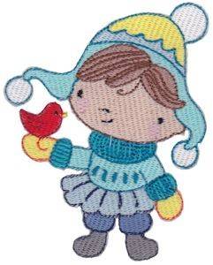 Picture of Winter Cutie and Cardinal Machine Embroidery Design
