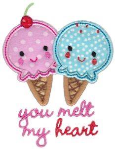 Picture of You Melt My Heart Applique Machine Embroidery Design