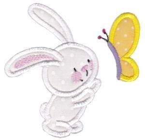 Picture of Snuggle Bunny Butterfly Applique Machine Embroidery Design
