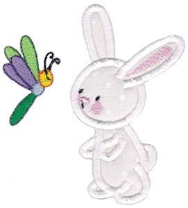 Picture of Snuggle Bunny Dragonfly Applique Machine Embroidery Design