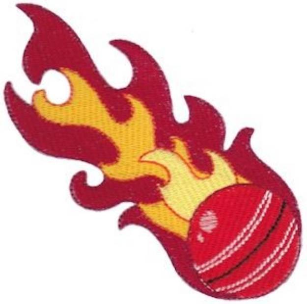 Picture of Cricket Ball Flames Machine Embroidery Design