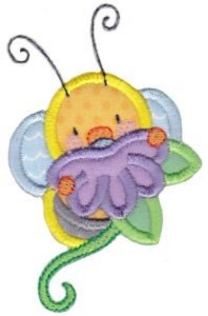 Picture of Floral Bee Applique Machine Embroidery Design