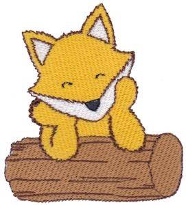 Picture of Fox On Log Machine Embroidery Design