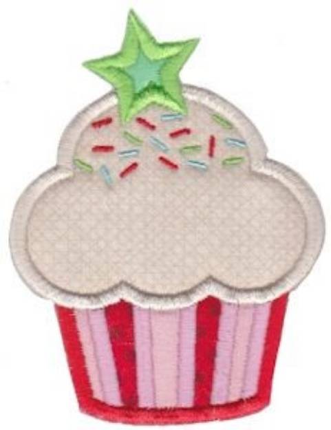 Picture of Applique Star Cupcake Machine Embroidery Design