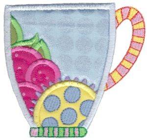 Picture of Floral Applique Cup Machine Embroidery Design