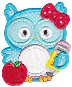 Picture of Applique School Owl Machine Embroidery Design