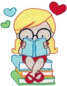 Picture of Girl Reading Machine Embroidery Design